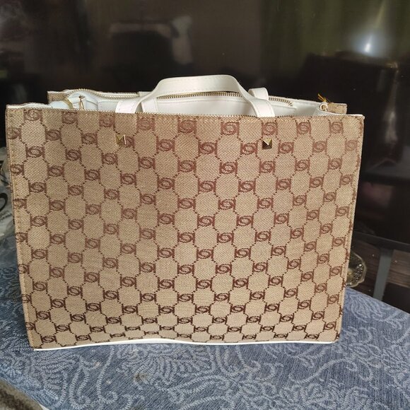 New with Tags MSRP 129 - Bebe Tote tan and white - Picture 4 of 7